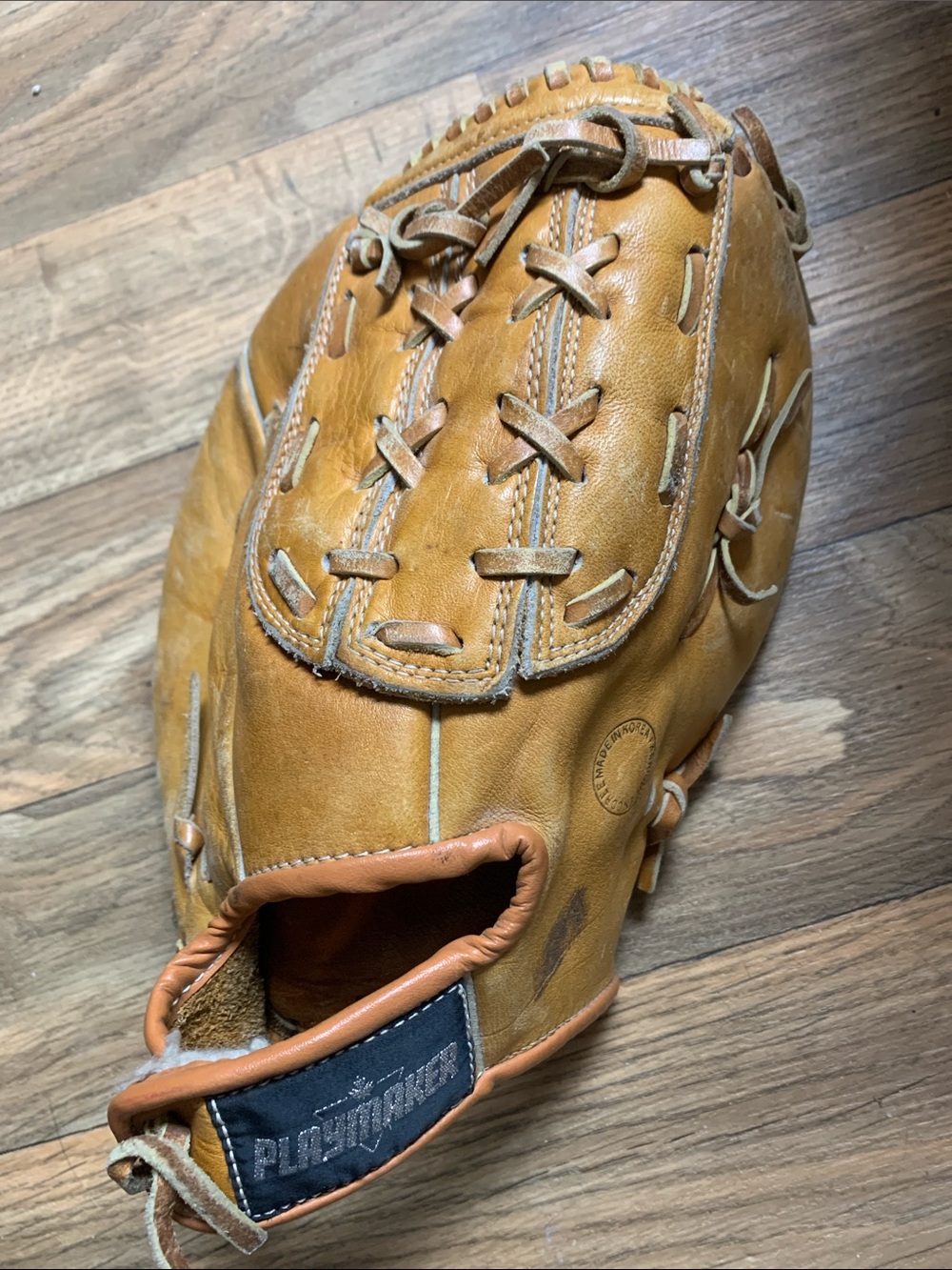Playmaker Honey Brown Leather Baseball Glove with Closed Web